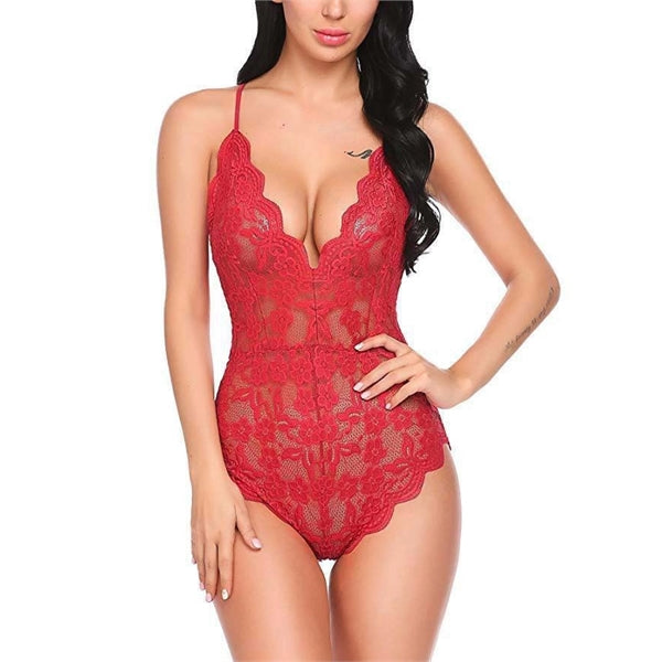 Women Lingerie Set Lace Teddy Strap Babydoll Bodysuit with G
